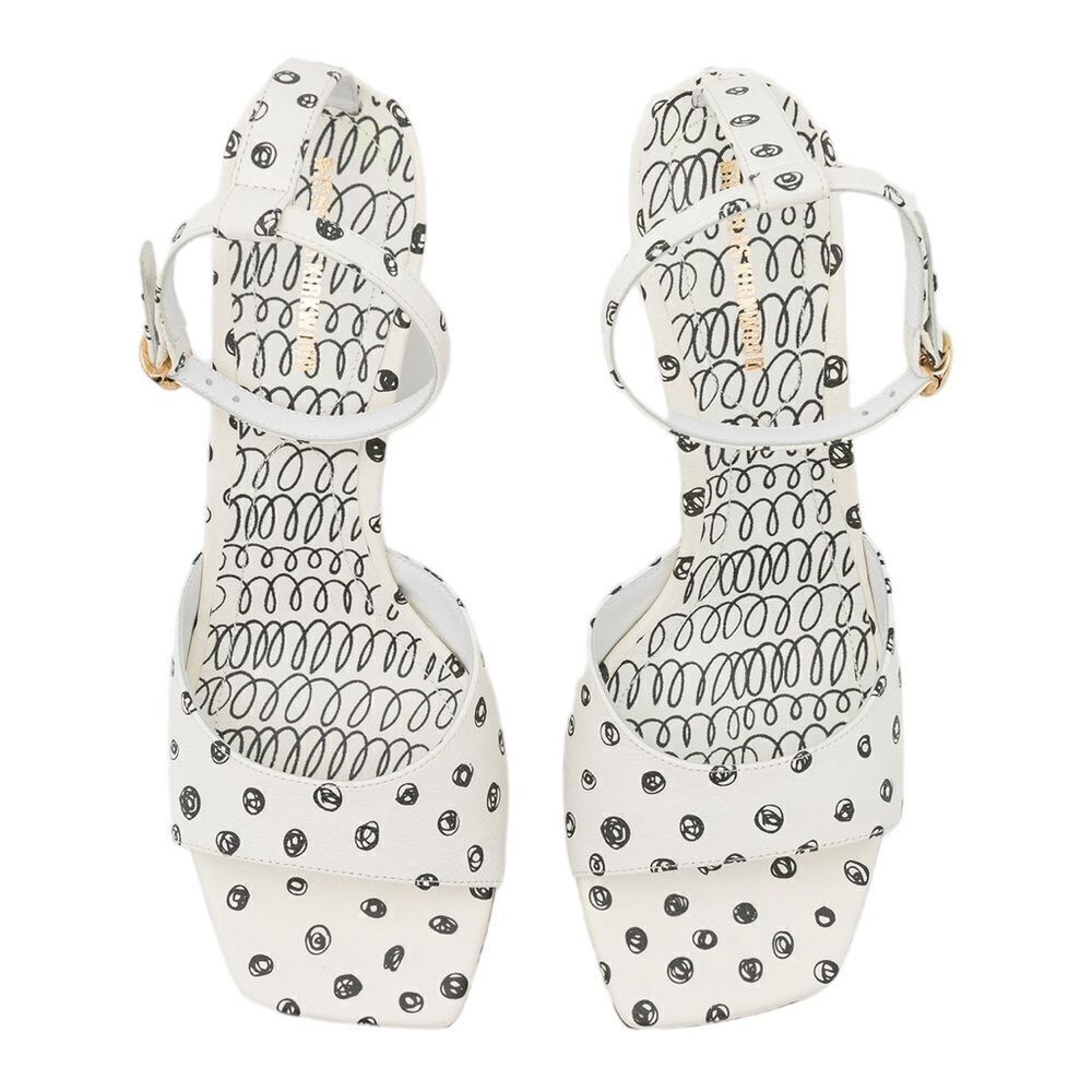 Nicholas Kirkwood MAEVA Ankle Strap Sandals in White & Black Doodle Print - Picture 15 of 16